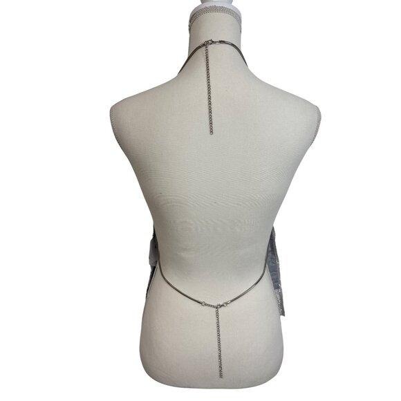 h:ours x Bridget Chainmail Halter Top in Silver Small New Womens Metal Tank - Picture 6 of 9